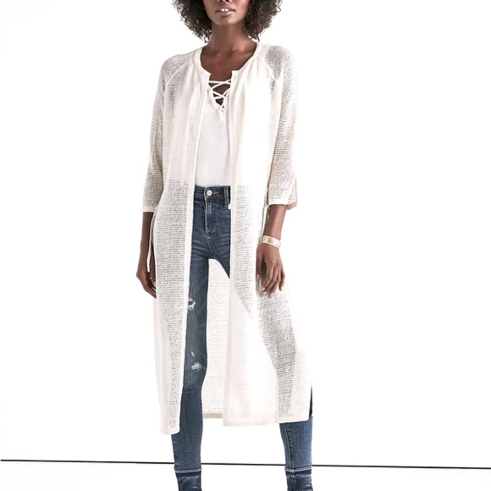 Lucky Brand Sheer Linen Blend Knit Duster